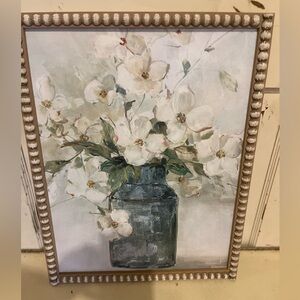 Floral Canvas Art with Wooden Frame